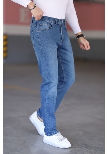 Erkek Regular Fit Kalıp Mavi Kot Normal Bel Likralı Kalın Kumaş fiyatları