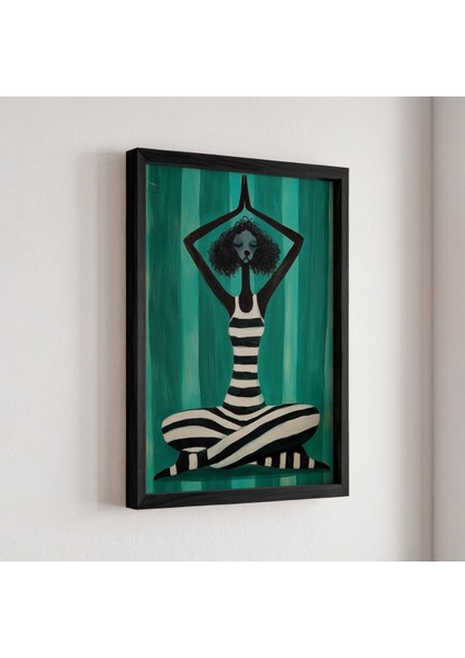 Poddle Köpek Yoga Figürü – Minimalist Meditasyon Doğal Ahşap Çerçeveli Duvar Tablosu fiyatları