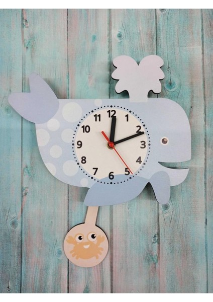 Sallanan Sarkaçlı Balina Desenli Çocuk Odası Duvar Saati fırsatları