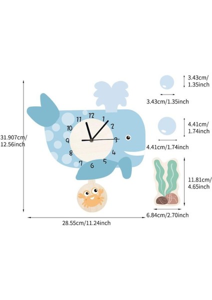 Sallanan Sarkaçlı Balina Desenli Çocuk Odası Duvar Saati indirimleri