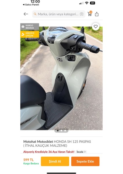 Honda Sh 125 Konfor Sele ve Paspas Set ( Kalite)
