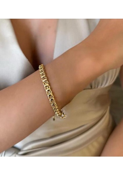 14 K Altın Rengi Vip Seri Bileklik 15+5 cm