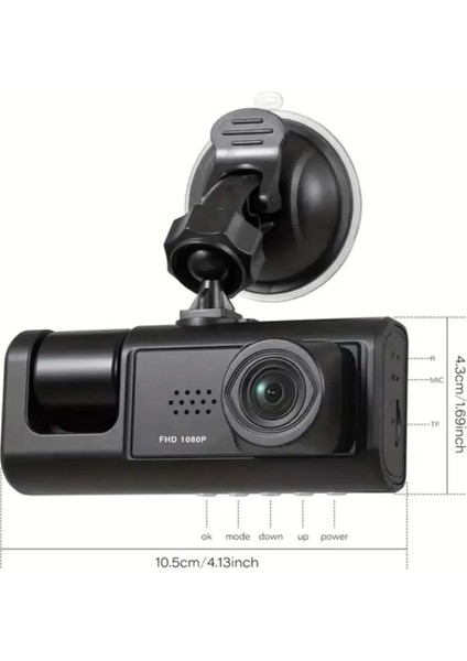 Araç Içi 3 Kameralı Hd Ekranlı Kayıt Cihazı (3 Kamera Lens Bir Arada)