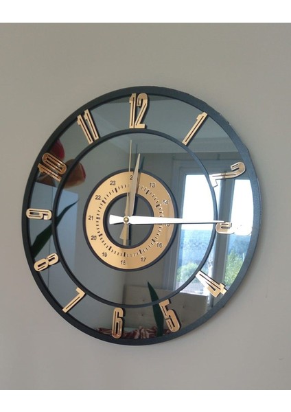 Aynalı Duvar Saati (Gerçek Ayna)