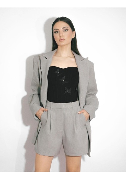 Annalisa Gri Oversize Kadın Ceket