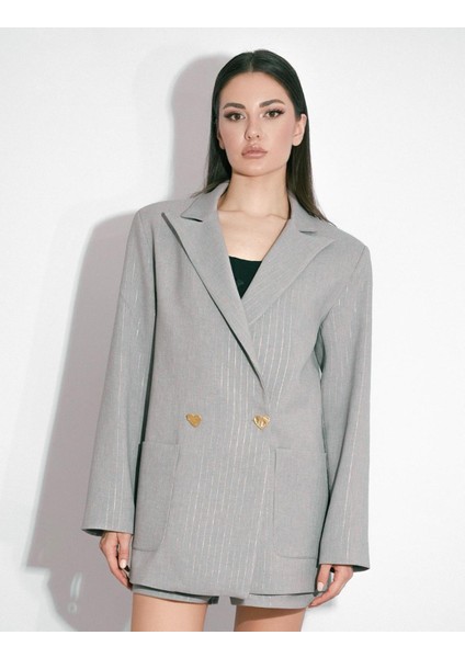 Annalisa Gri Oversize Kadın Ceket