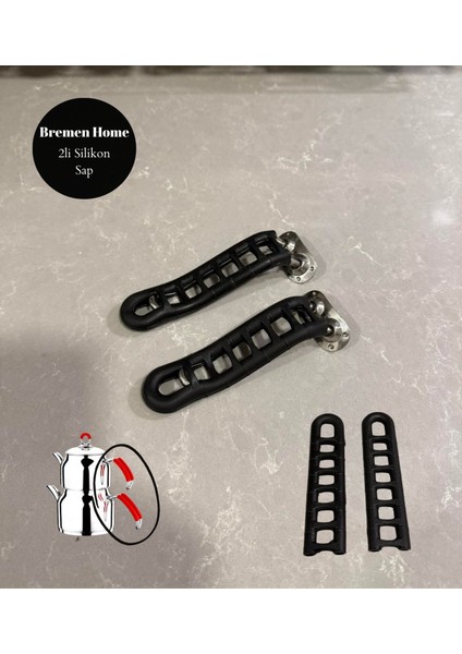 2li Silikon Sap Çelik Saplı Çaydanlıklar Için Tutacak (Siyah 12 Cm)