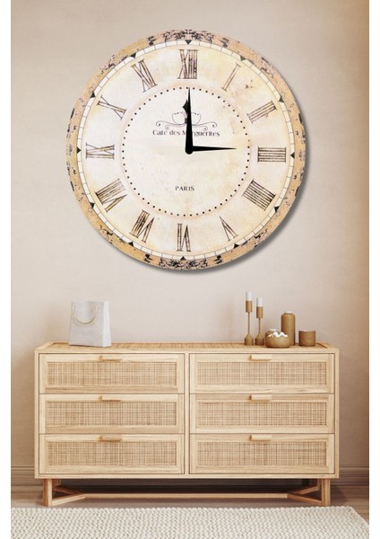 Büyük Boy Ahşap Dekoratif Duvar Saati Ev Salon Için Yuvarlak Modern Sessiz Akar Duvar Saati Modeli