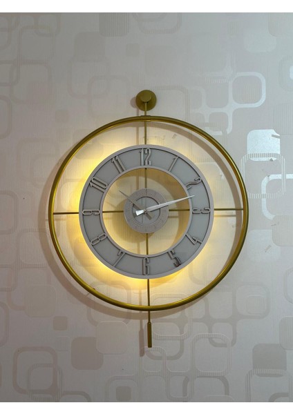 Metal Camlı Duvar Saati (60X80 cm Büyük Boy) Işıklı Gerçek Cam Duvar Saati Modern Tasarım indirimleri