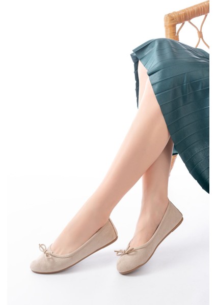 6101 Bej Süet Fiyonklu Günlük Kadın Babet fiyatları