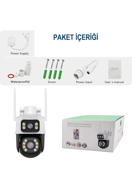 Speed Wifi Çift Kamera(2mp+2mp) 32GB Hafıza Kart ile Birlikte(Kayıt Etme-Uzaktan Izleme-Gece Görüş)