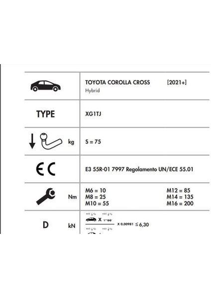 Dikey Söktak Toyota Corolla