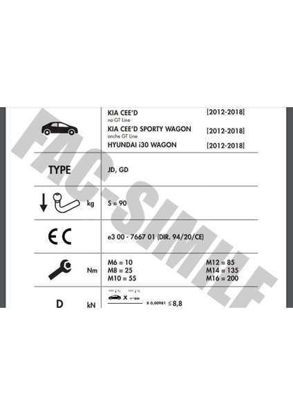 Dikey Söktak Hyundai I30 Sw - Kia Ceed