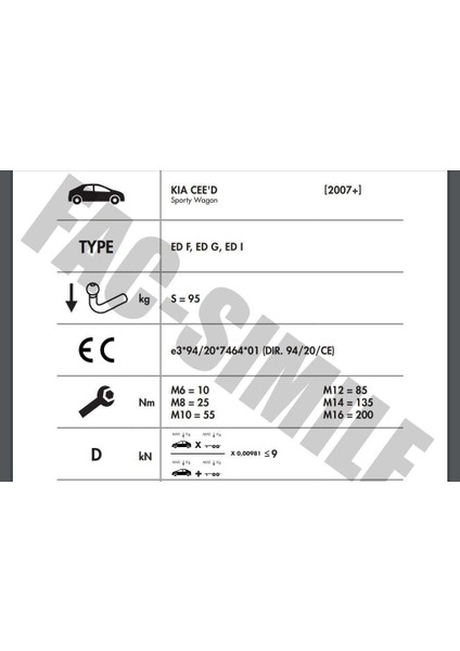 Dikey Söktak Kia Ceed