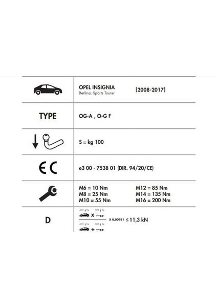 Dikey Söktak Opel Insignia
