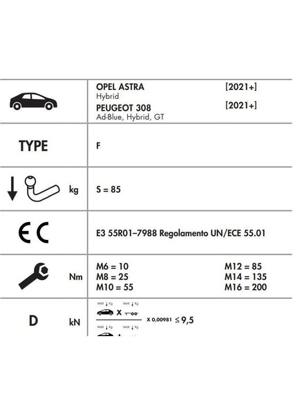 Dikey Söktak Opel Astra - Peugeot 308 modelleri