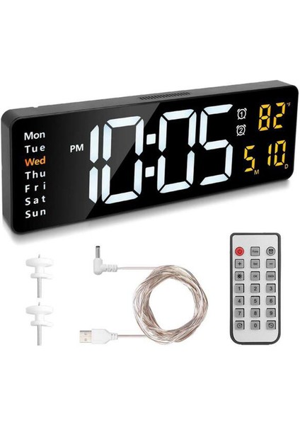Kumandalı Büyük Hd LED Ekranlı Termometreli Tarih ve Alarmlı Dijital Masa Duvar Saati Turuncu fiyatları