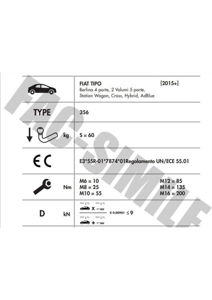 Dikey Söktak Fıat Egea Sedan +Statıon+Hb+Cross