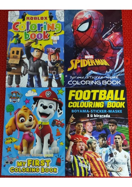 4 Adet Stickerli Boyama Kitabı (Roblox'/örümcek Ad./paw Patrol/futbol' Figürlü)