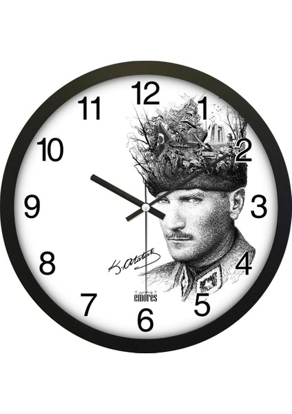 30 cm Gerçek Cam Sessiz Mekanizma Atatürk Duvar Saati fiyatları