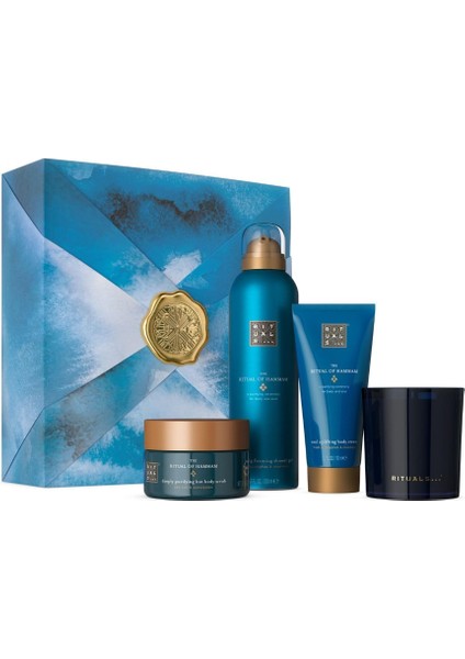 The Ritual Of Hammam Hediye Seti M, Foaming Shower Gel, Vücut Kremi, Vücut Scrub'ı ve Parfümlü Mum