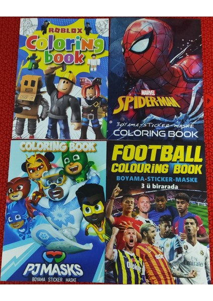 4 Adet Stickerli Boyama Kitabı (Roblox'/örümcek Ad./pijamask'/futbol Figürlü)
