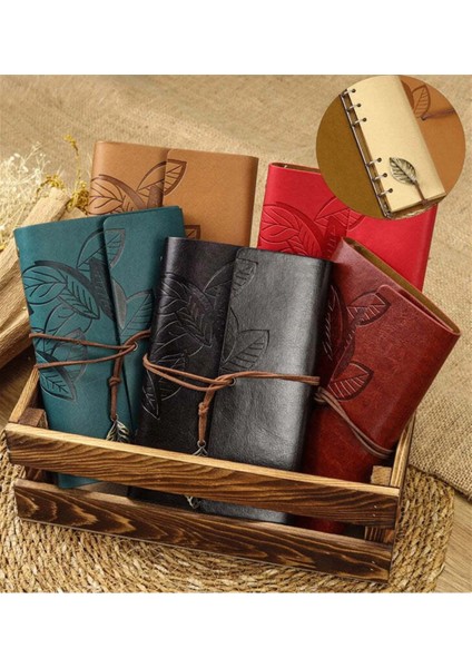 Özel Seri 4 Adet Deri Ciltli Vintage Defter Günlük, Hatıra, Ajanda, Gezi Notları Premium Hediye Seti fırsatları