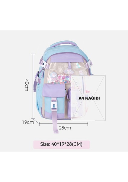 Kawaii Kore Tarzı Aksesuarlı Erkek Çocuk Ilkokul Ortaokul Okul Sırt Çantası Siyah fiyatları