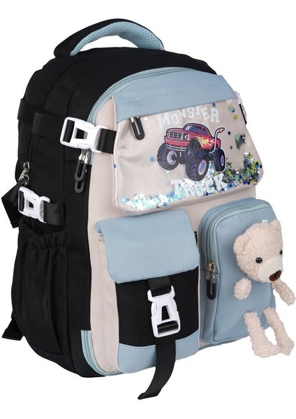 Kawaii Kore Tarzı Aksesuarlı Erkek Çocuk Ilkokul Ortaokul Okul Sırt Çantası Siyah modelleri