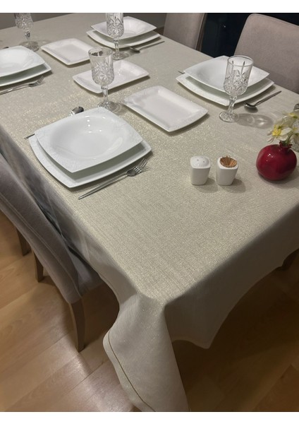 Piko Sarma Detaylı Polyester Keten Dertsiz Simli Masa Örtüsü fiyatları