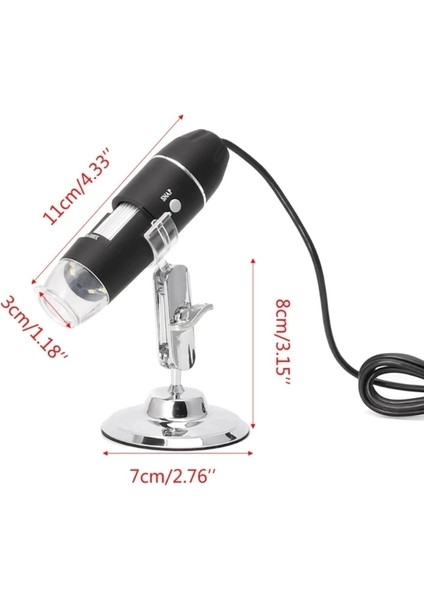 1600X USB Dijital Mikroskop Kamera Endoskop 8led Büyüteç Metal Standı