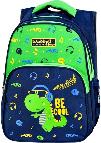 Waddell 3 Bölmeli Ilkokul Çantası ve Beslenme Çantası Dinazor Lacivert-Yeşil 3006 modelleri