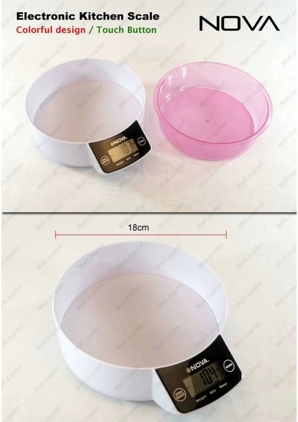 Crown Dijital Lüks Kefeli Mutfak Terazisi 5 kg Çıkarılabilir Ölçü Kabı Terazi Tartı Gram
