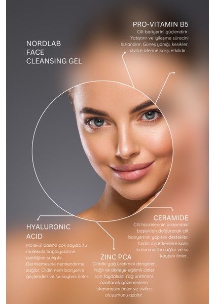 Yüz Temizleme Jeli Canlandırıcı 400 ml Hyaluronic Acid Ceramide Zinc Pca