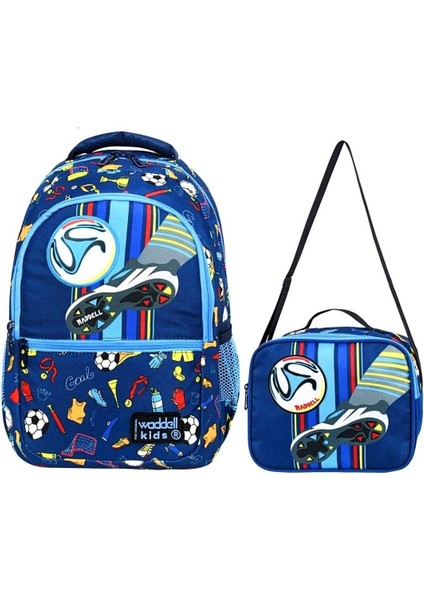 Waddell 3 Bölmeli Ilkokul Çantası ve Beslenme Çantası Futbol Lacivert 24203