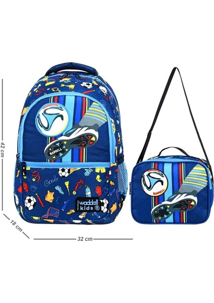 Waddell 3 Bölmeli Ilkokul Çantası ve Beslenme Çantası Futbol Lacivert 24203 fiyatları