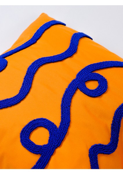 Electric Flow - Soyut Desen - Punch Kırlent Kılıfı - Turuncu/Saks modelleri