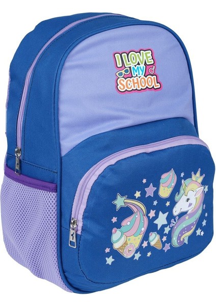 3030 Unicorn Desenli Lacivert Lila Anaokul Çantası