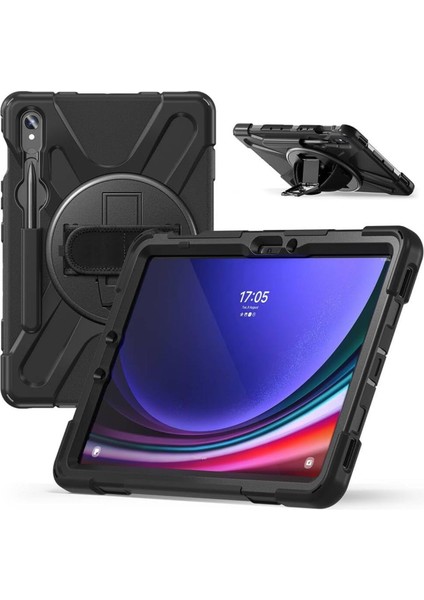 Samsung Galaxy Tab S10 Fe 10.9 Inç Tablet Kılıfı, Defender Tank Zırh, Silikon Standlı ve Askılı