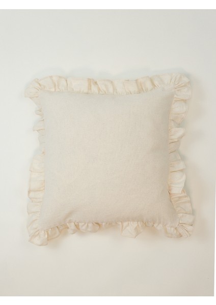 Bohem Fırfırlı Kırlent Kılıfı - Krem