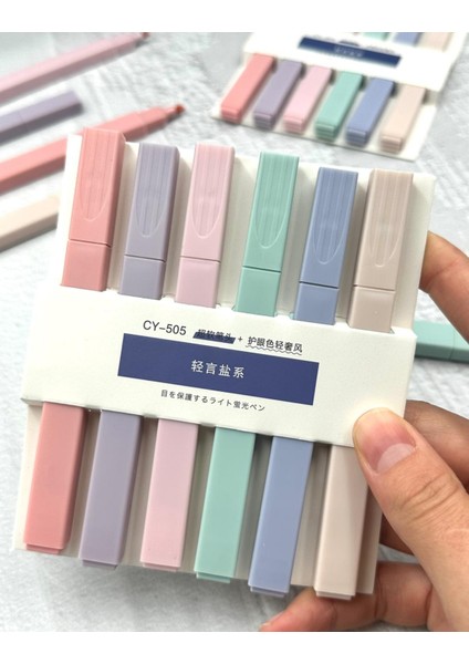 Soft Pastel Renkli 6’lı Marker Seti Mavi