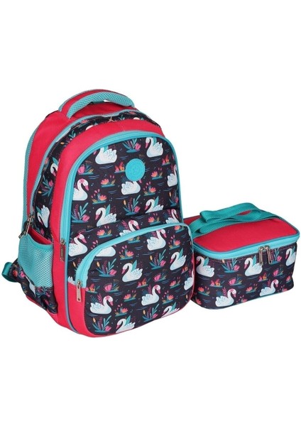 Kız Çocuk Tavşan Figürlü Ilkokul Sırt Çantası ve Beslenme Çantası Tek Ebat Mor Pembe