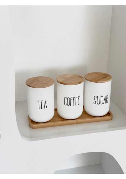 Bambu Standlı 3’lü Beyaz Cam Kavanoz Seti fiyatları