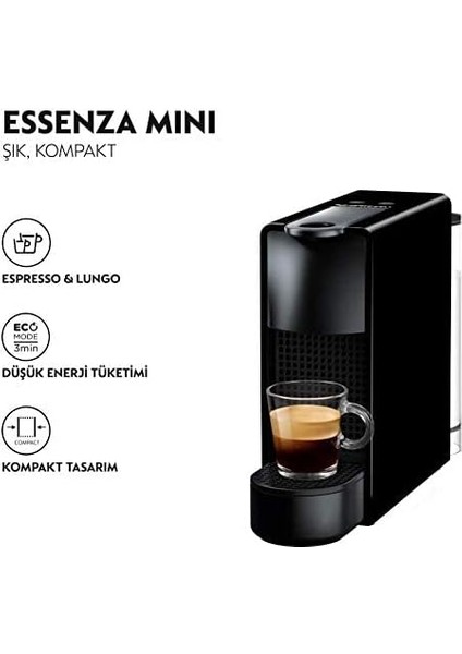 C30 Essenza Mini Kapsüllü Kahve Makinesi, Siyah