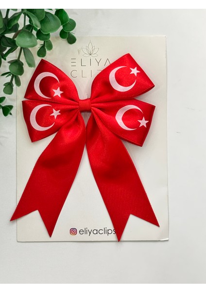 1 Adet Türk Bayrak Kırmızı Saten Kurdela Klips Toka 23 Nisan, 29 Ekim, 10 Kasım Toka
