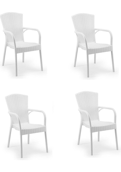Mandella Doğa Rattan Koltuk (6 Adet) Beyaz