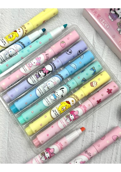 Sanrio Karakterli 6’lı Marker Seti