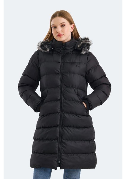 Garlic In Kadın Puffer Uzun Şişme Mont Siyah V1