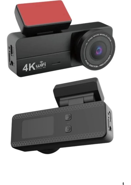 4K UHD Araç Içi Kamera Wifi 7/24 Kayıt Izleme Ön ve Arka Kamera App Kontrol G-Sensörlü Androis Ios Uyumlu