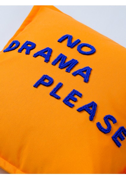 NO DRAMA PLEASE - Punch Kırlent Kılıfı - Turuncu/Saks
